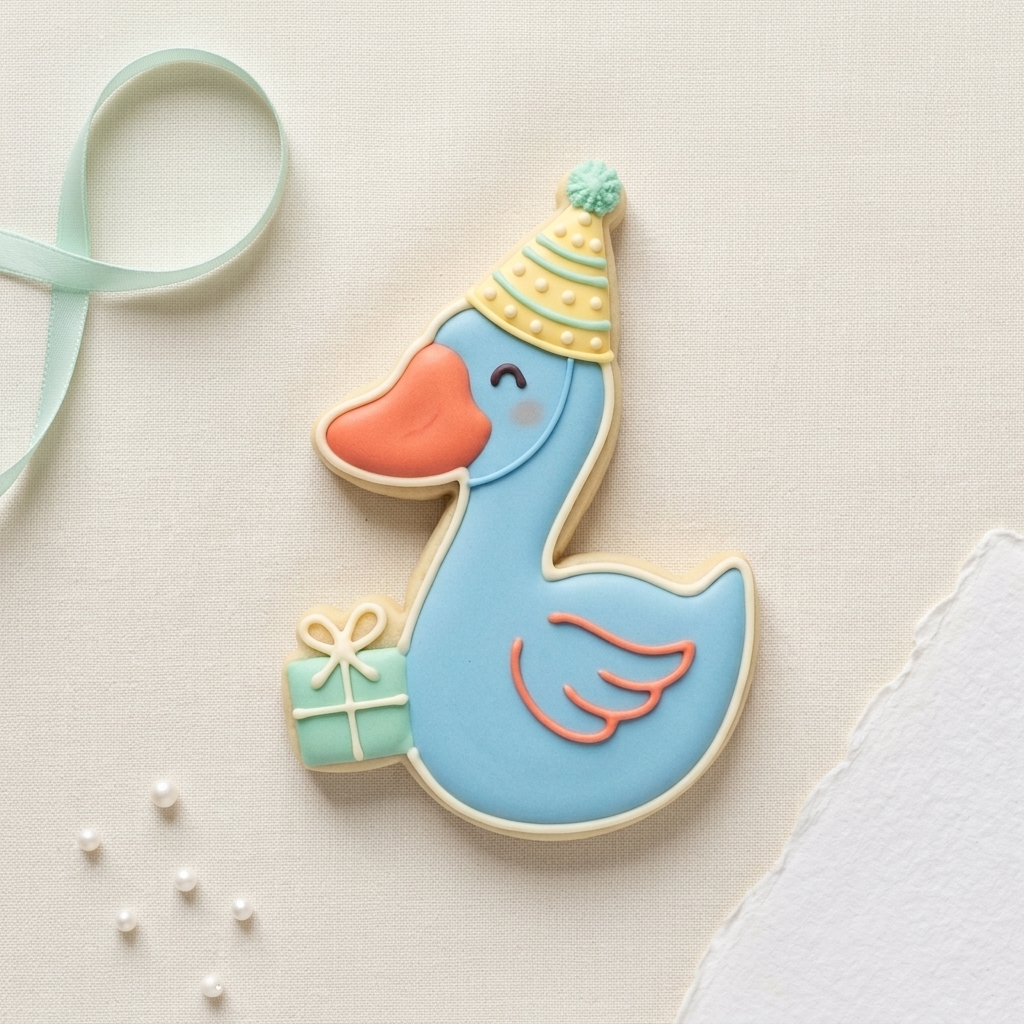 Silly Goose with Birthday Hat Cookie Cutter, 3D Printed Birthday Design