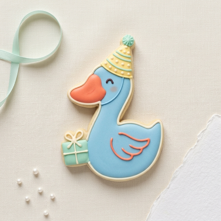 Silly Goose with Birthday Hat Cookie Cutter, 3D Printed Birthday Design