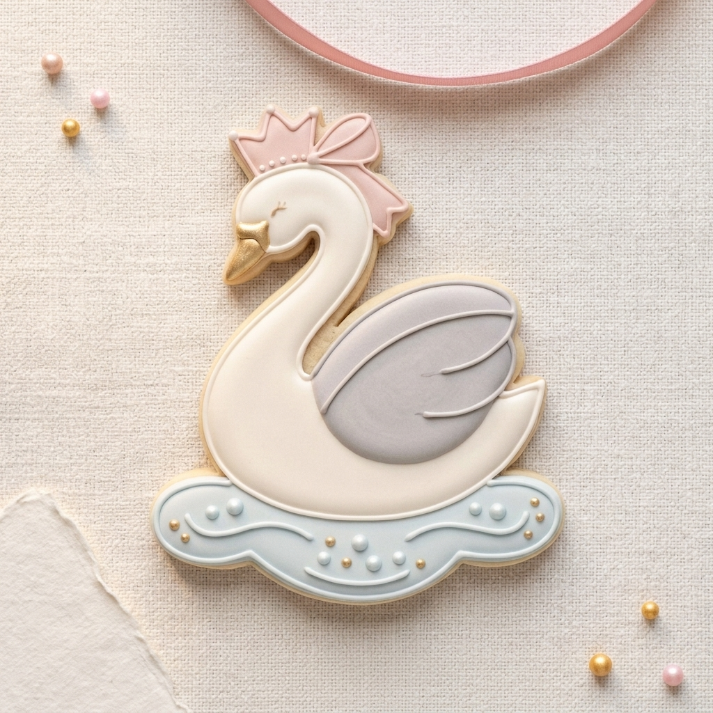 Coquette Swan Ribbon Crown Cookie Cutter, 3D Printed Animal Design