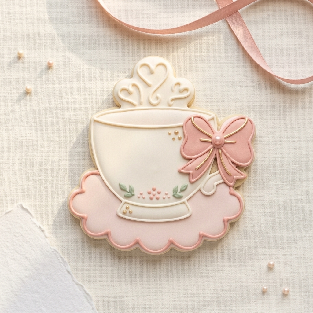 Coquette Ribbon Teacup Saucer Cookie Cutter, 3D Printed Home Design