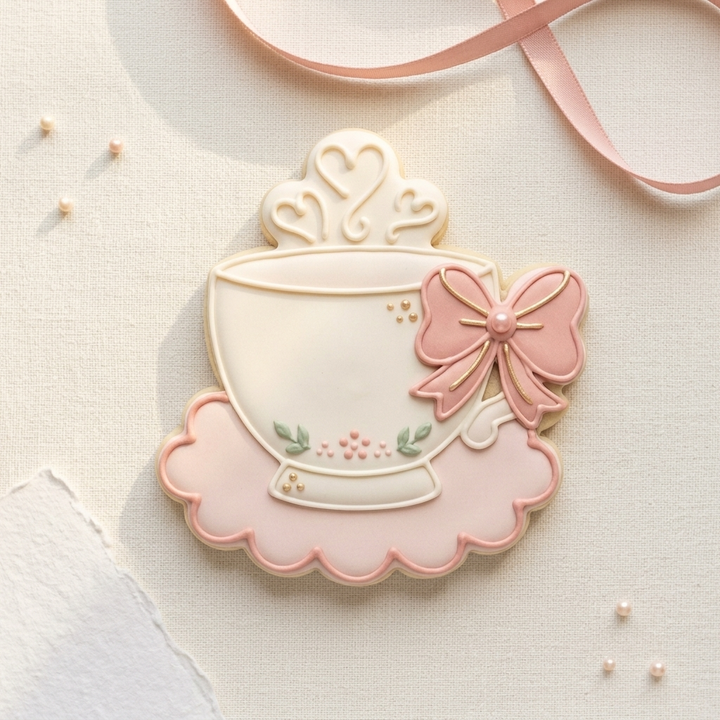 Coquette Ribbon Teacup Saucer Cookie Cutter, 3D Printed Home Design