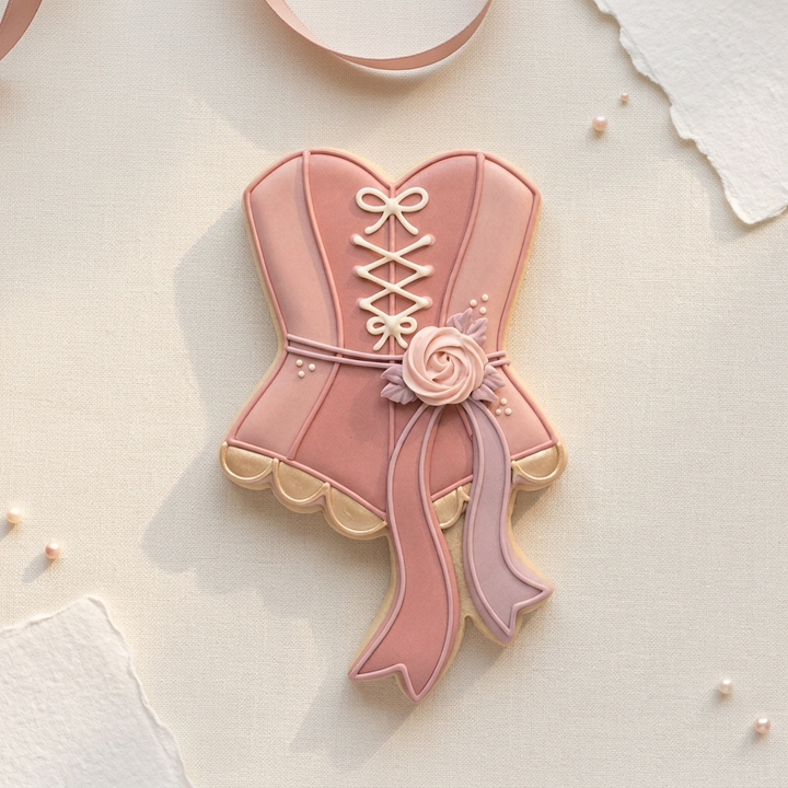 Coquette Rose Corset Ribbon Cookie Cutter, 3D Printed Bridal Design