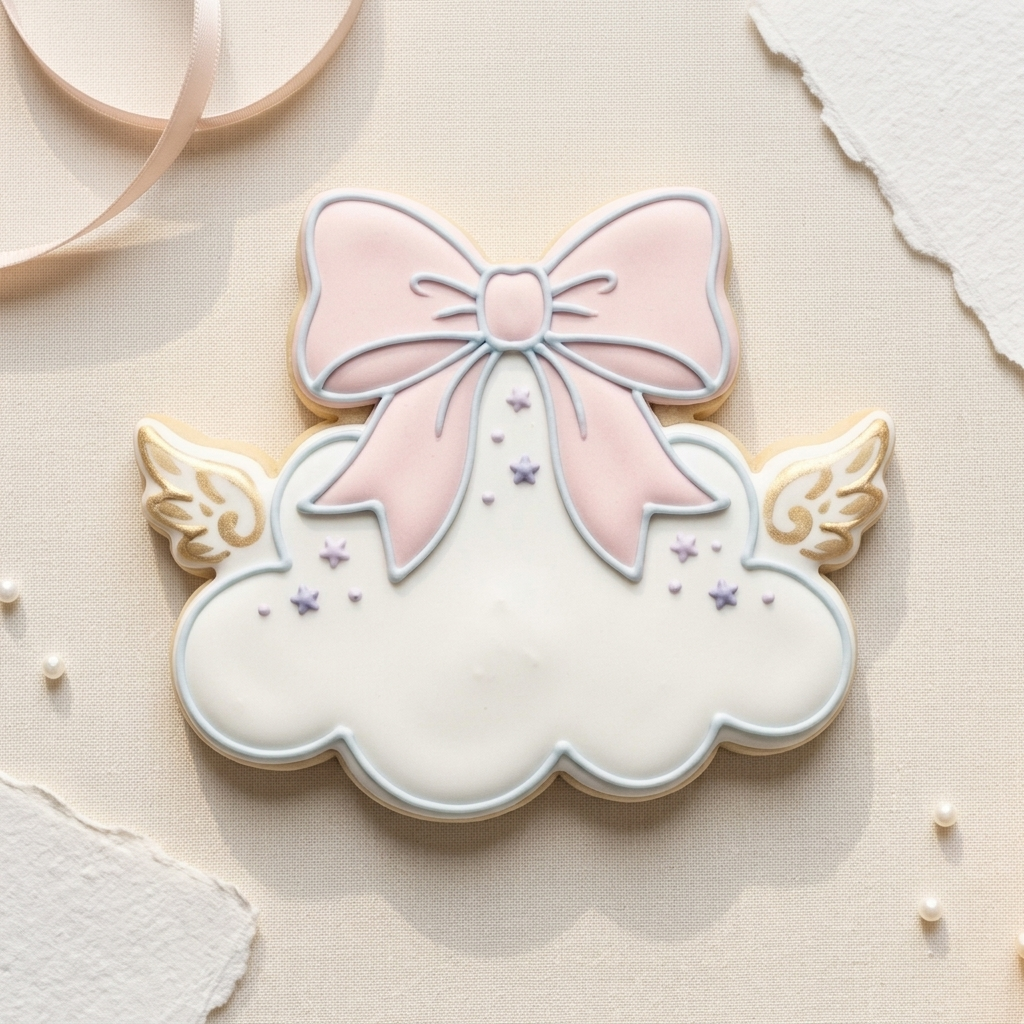Coquette Cherub Cloud Bow Cookie Cutter, 3D Printed Party Design