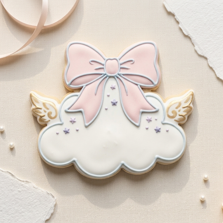 Coquette Cherub Cloud Bow Cookie Cutter, 3D Printed Party Design