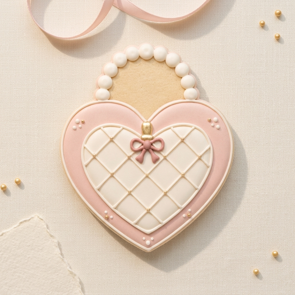 Coquette Heart Handbag Pearls Cookie Cutter, 3D Printed Party Design