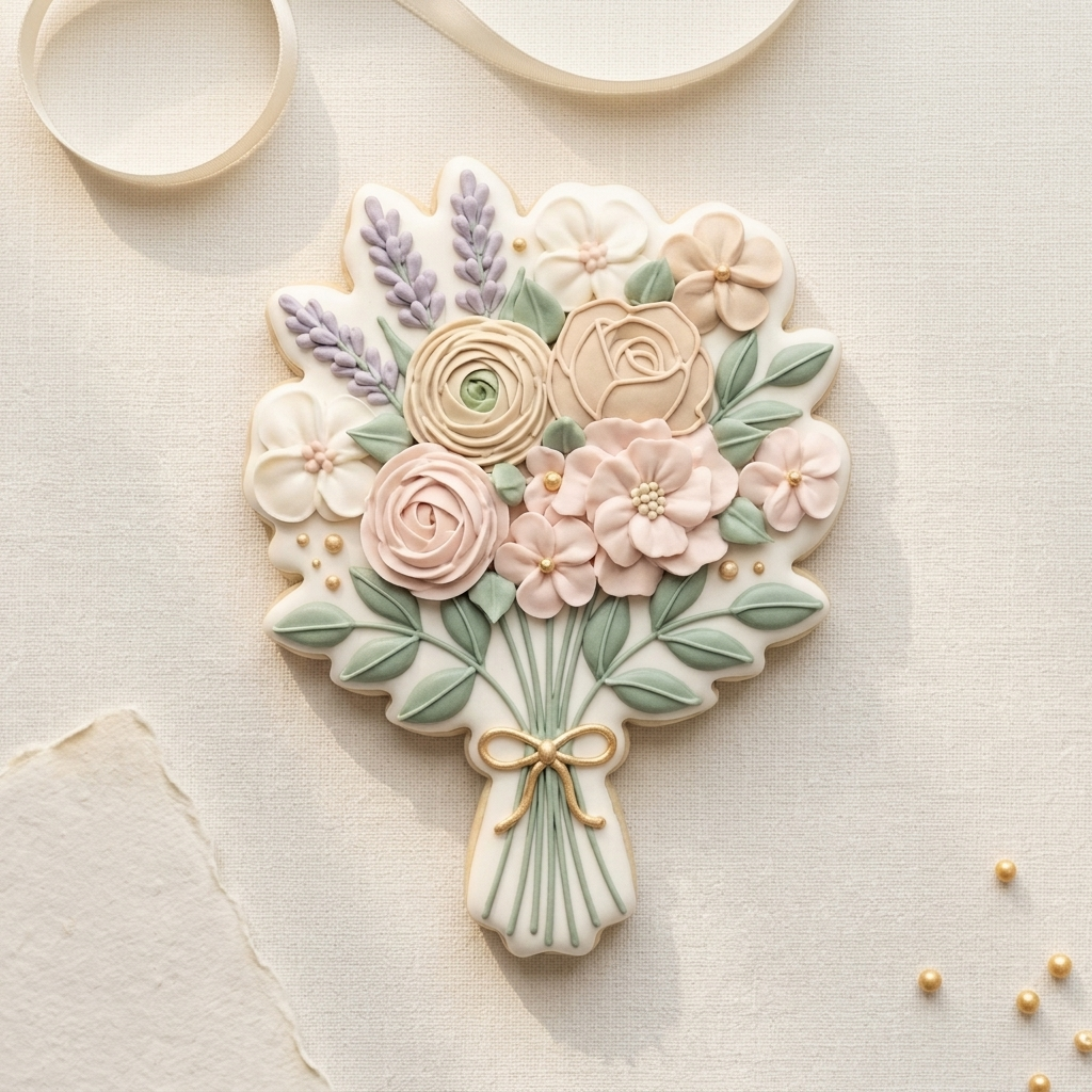 Mixed Floral Bouquet Cookie Cutter, 3D Printed Wedding Theme