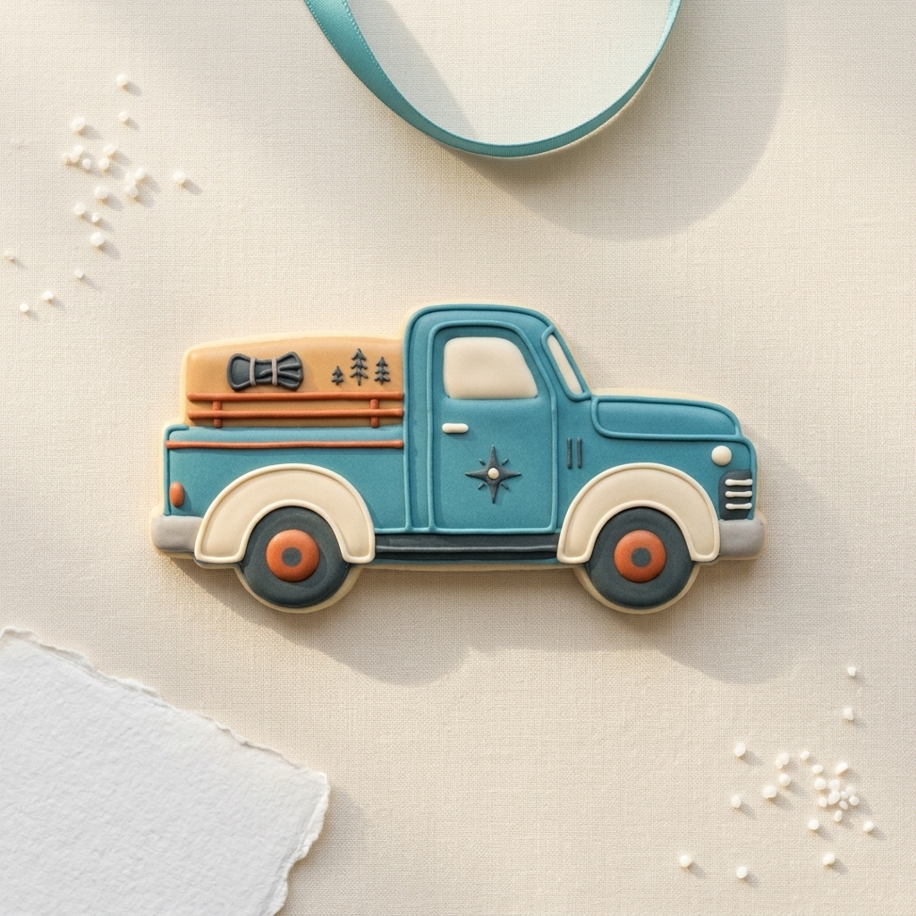 Vintage Pickup Truck Cookie Cutter, 3D Printed Travel Theme