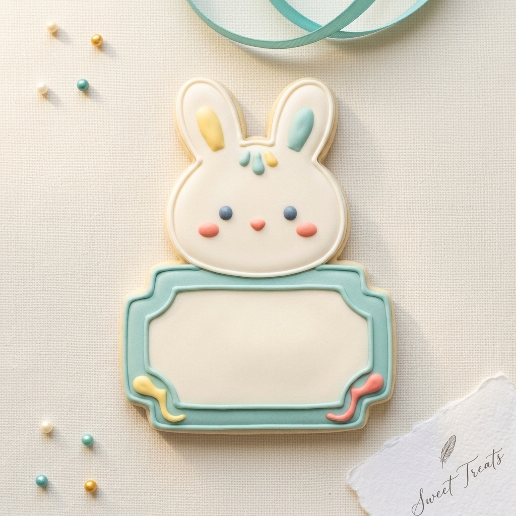 Bunny Head with Plaque Cookie Cutter, 3D Printed Plaque Theme