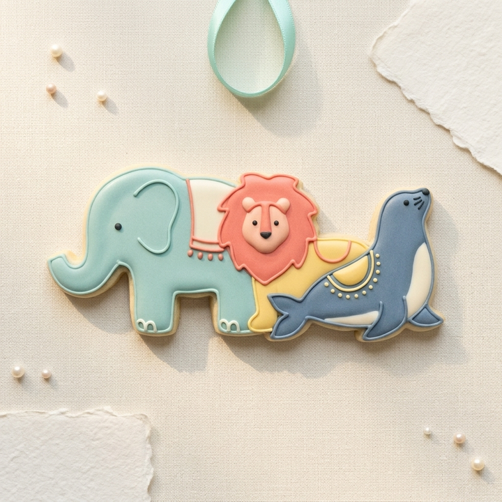 Circus Animal Trio Cookie Cutter, 3D Printed Party Theme