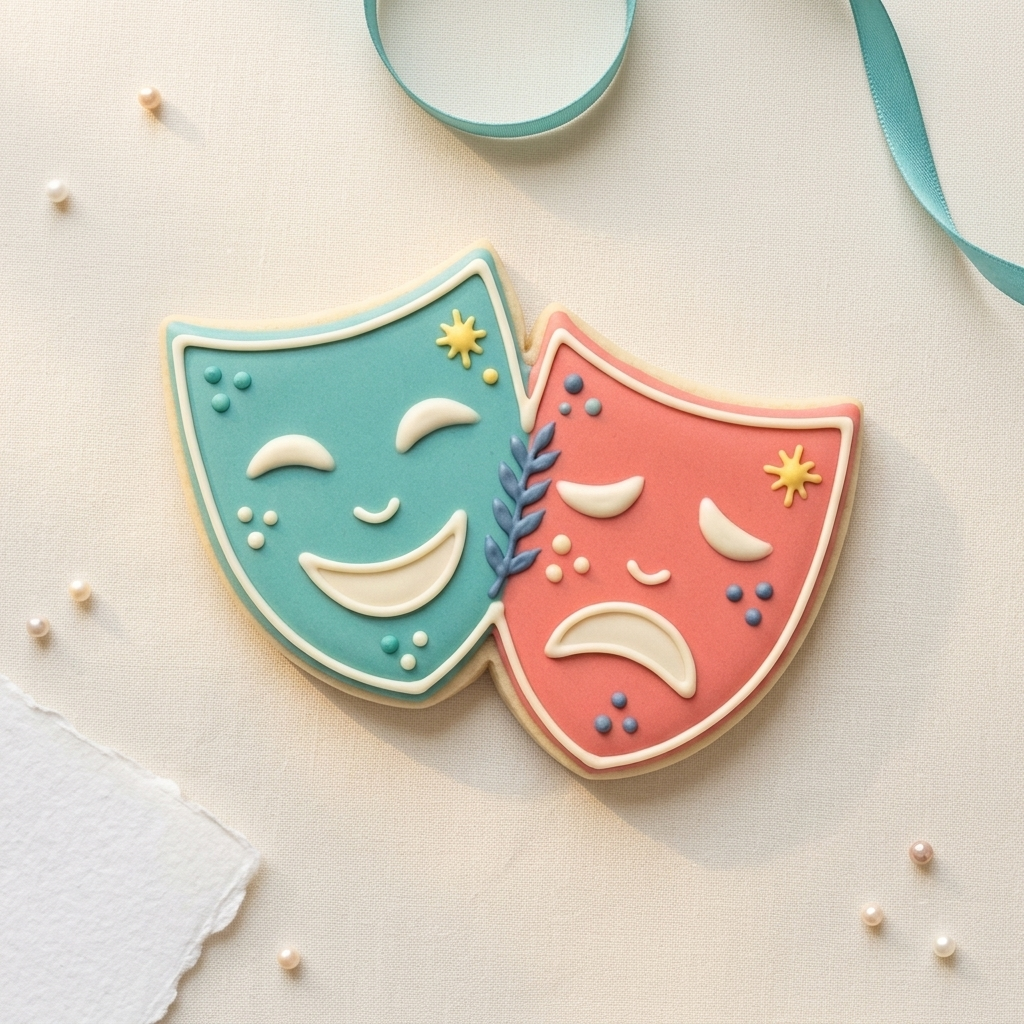 Comedy and Tragedy Theater Masks Cookie Cutter, 3D Printed Party Theme