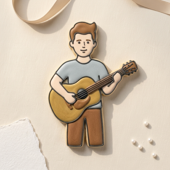 Man with Guitar Cookie Cutter, 3D Printed Music Theme