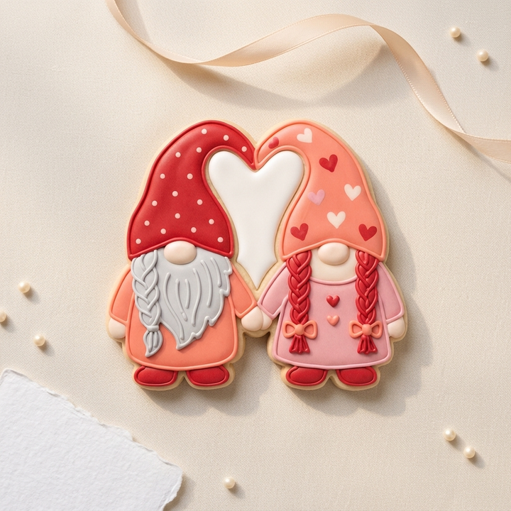 Valentine Gnome Couple Cookie Cutter, 3D Printed Valentine Theme