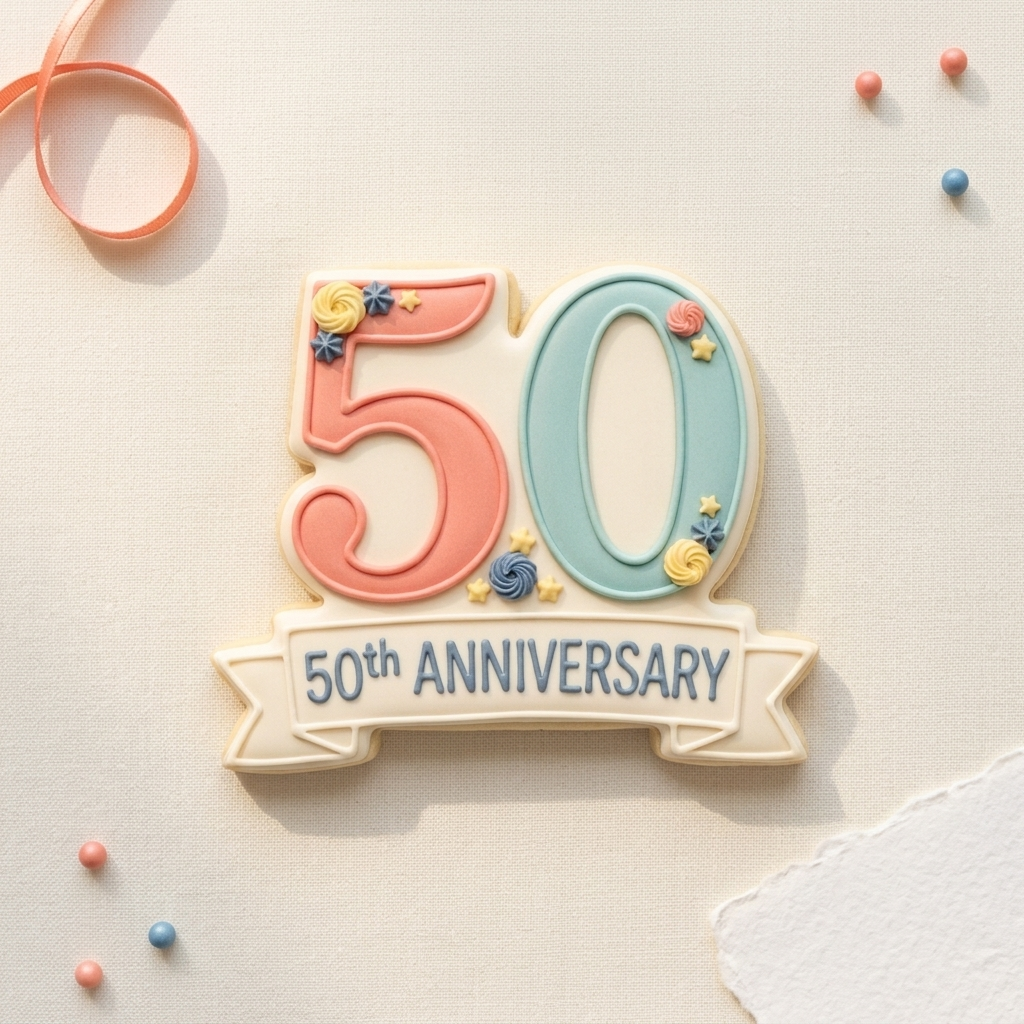 Milestone Birthday 50th Anniversary Cookie Cutter, 3D Printed Party Theme