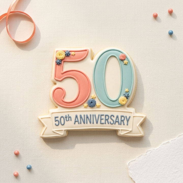 Milestone Birthday 50th Anniversary Cookie Cutter, 3D Printed Party Theme