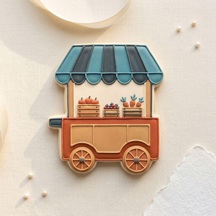 Produce Cart Cookie Cutter, 3D Printed Travel Theme
