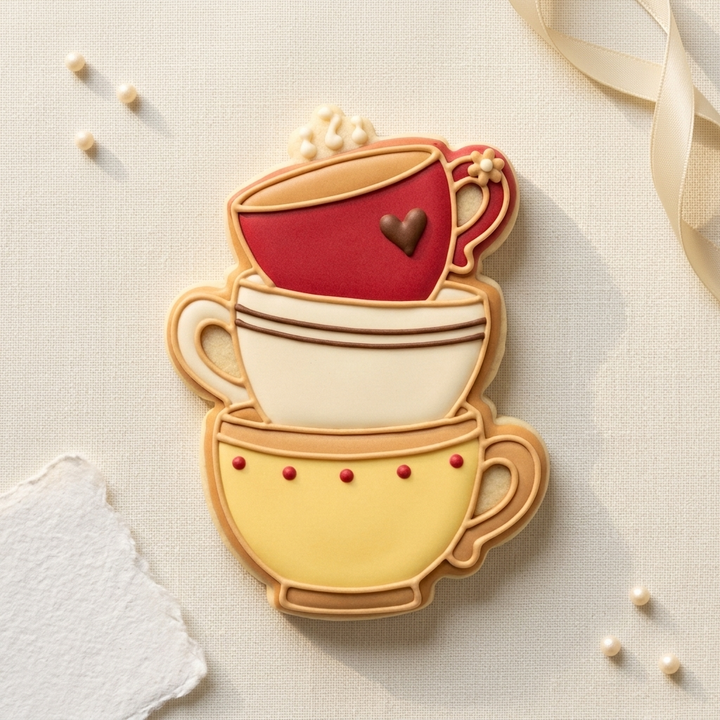 Stacked Teacup Cookie Cutter, 3D Printed Food Theme