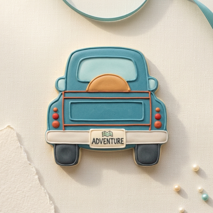 Red Truck Back View Cookie Cutter, 3D Printed Travel Theme