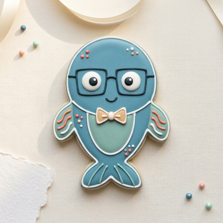 Nerdy Fish Hipster Fish Cookie Cutter, 3D Printed Ocean Theme