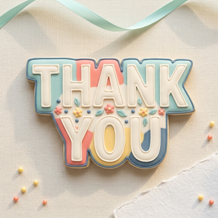Thank You Block Letter Cookie Cutter, 3D Printed Party Theme