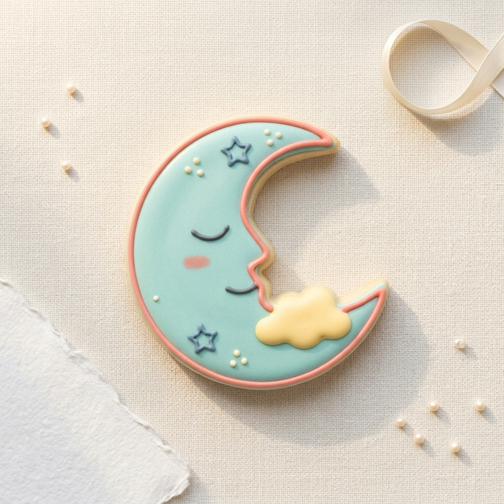 Sleeping Moon Cookie Cutter, 3D Printed Party Theme
