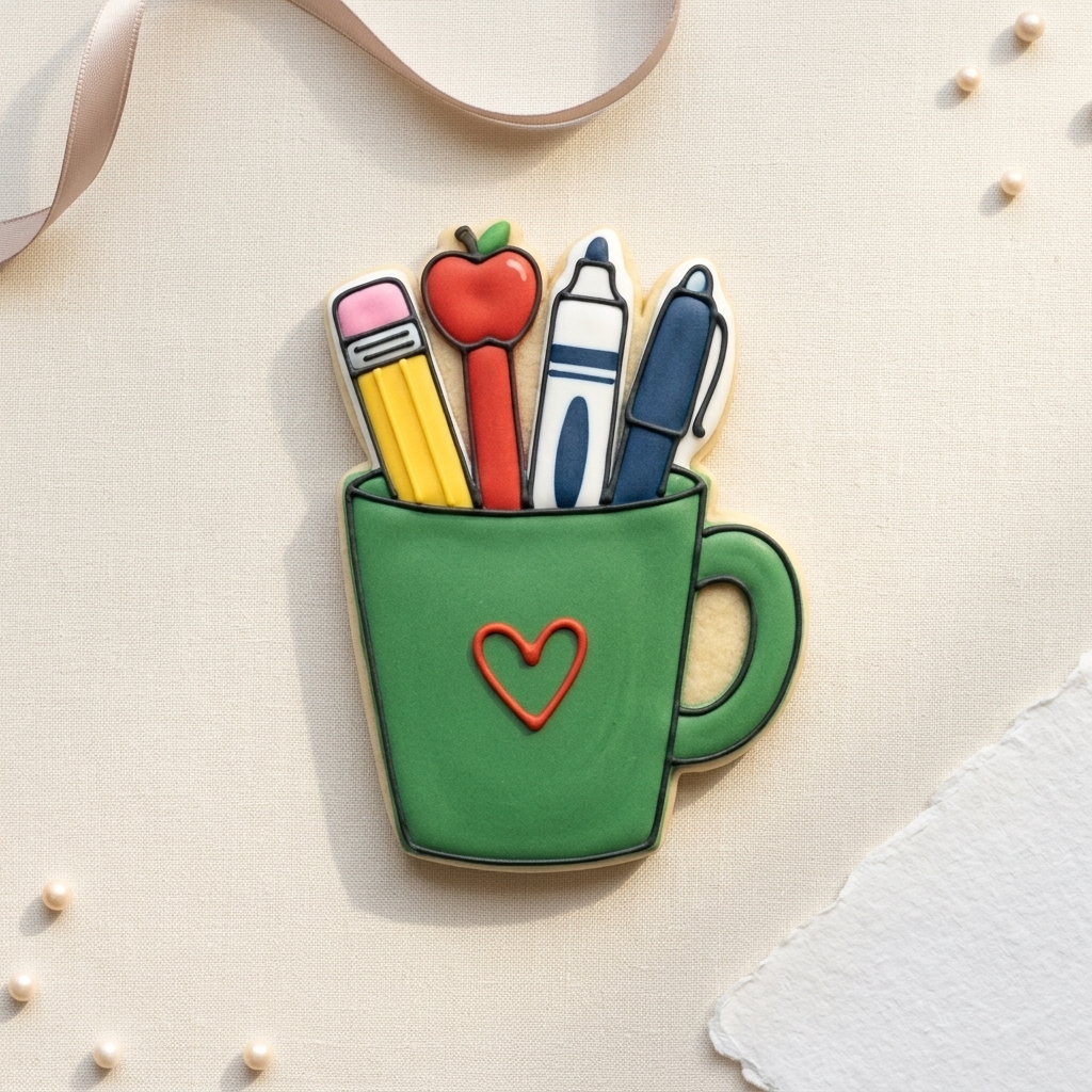Teacher Pens Cup of Pens Cookie Cutter, 3D Printed School Theme