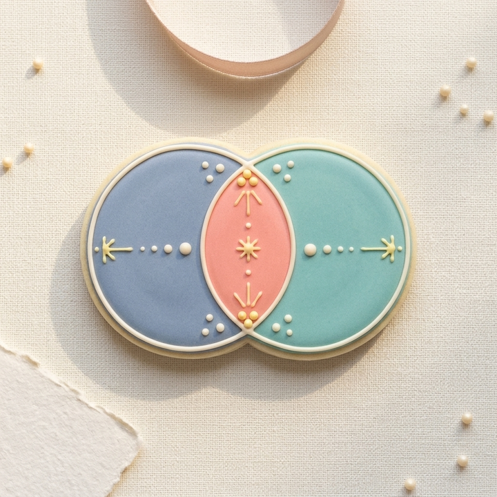 Vesica Piscis Venn Diagram Cookie Cutter, 3D Printed Party Theme