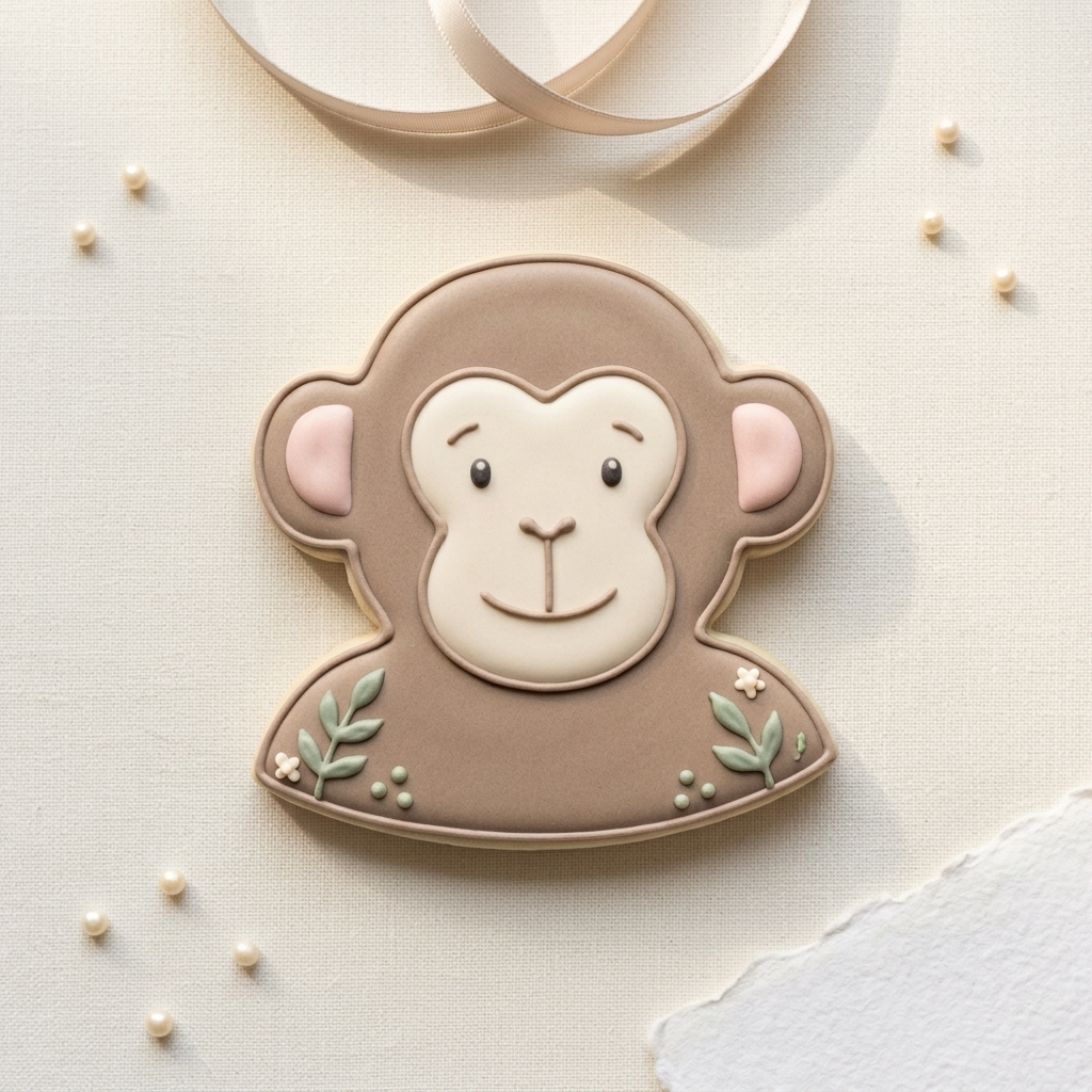 Monkey Face and Shoulders Cookie Cutter, 3D Printed Animal Theme