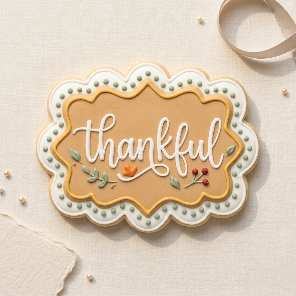 Thankful Scallop Plaque Cookie Cutter, 3D Printed Thanksgiving Theme