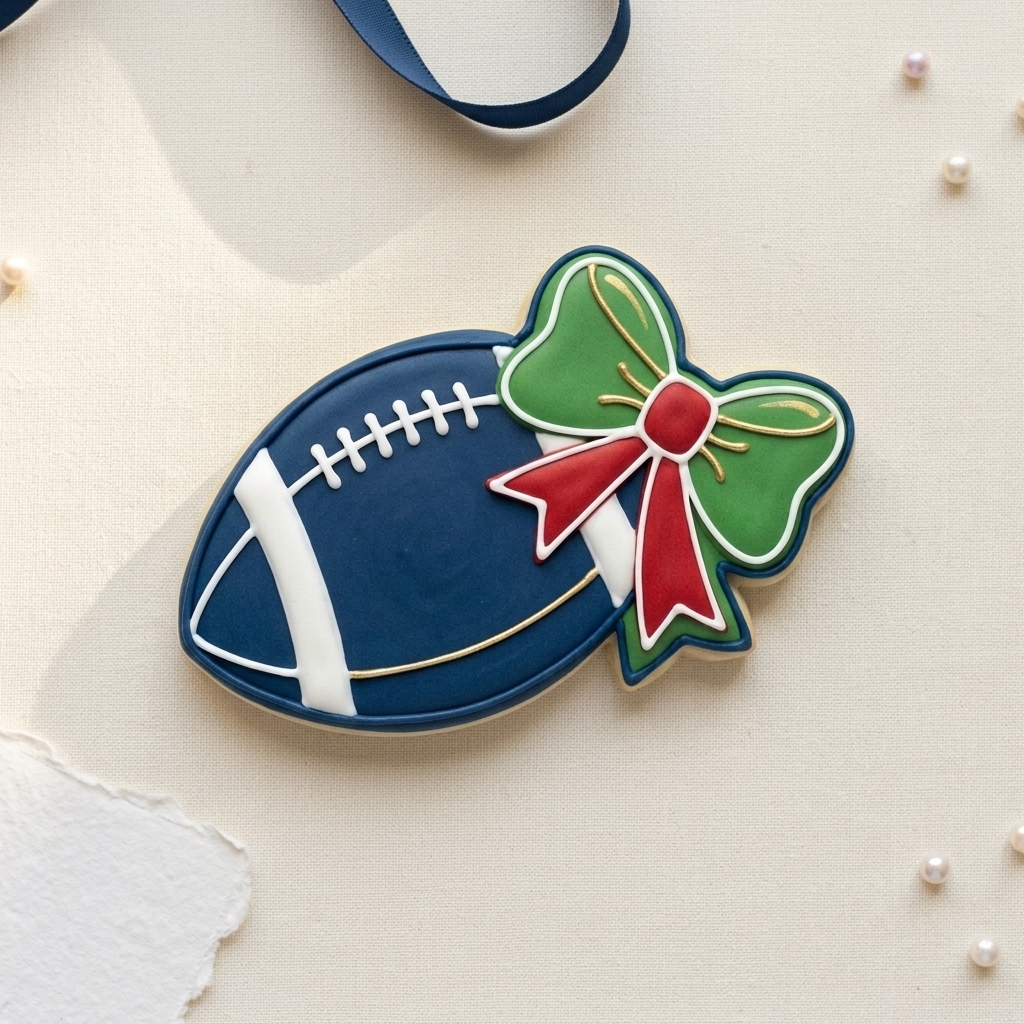 Football with Bow Cookie Cutter, 3D Printed Sports Theme