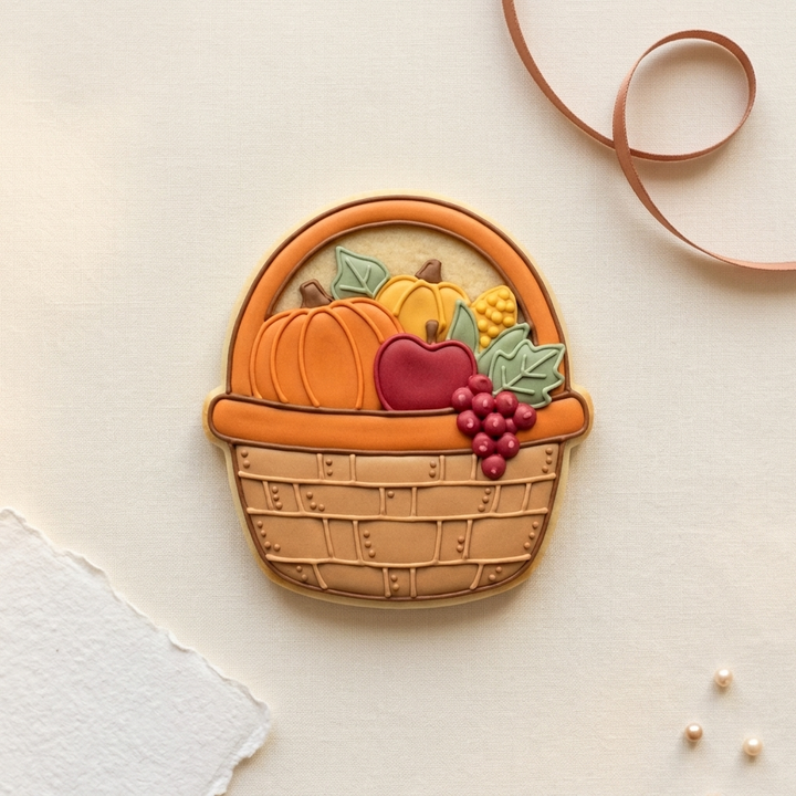 Fall Fruit Basket Cookie Cutter, 3D Printed Thanksgiving Theme