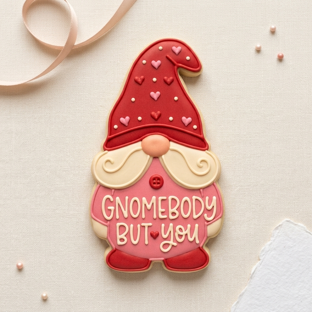 Gnome Valentine Pun Cookie Cutter, 3D Printed Valentine Theme