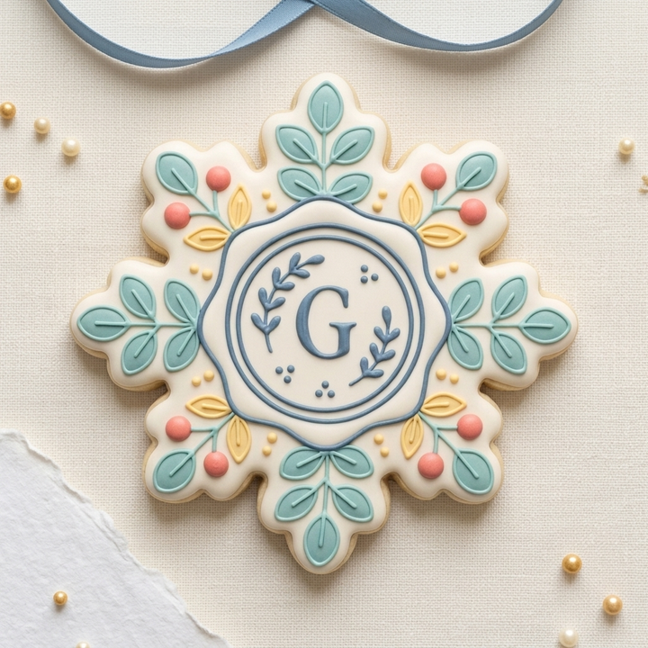 Greenery Wax Seal Cookie Cutter, 3D Printed Plaque Theme