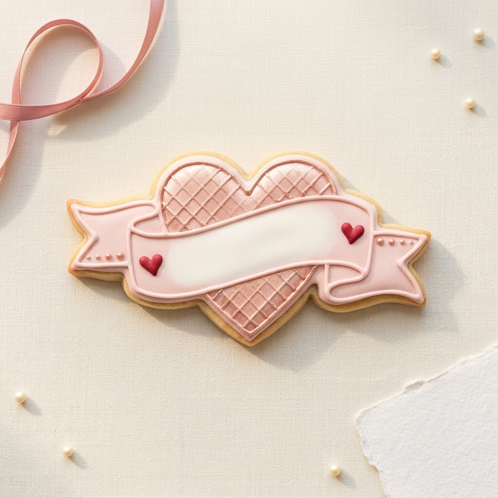 Mini Heart Banner Cookie Cutter, 3D Printed Valentine Theme