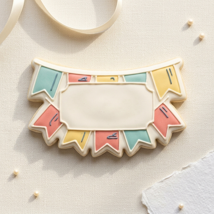 Banner Party Decor Rectangle Cookie Cutter, 3D Printed Shape Theme