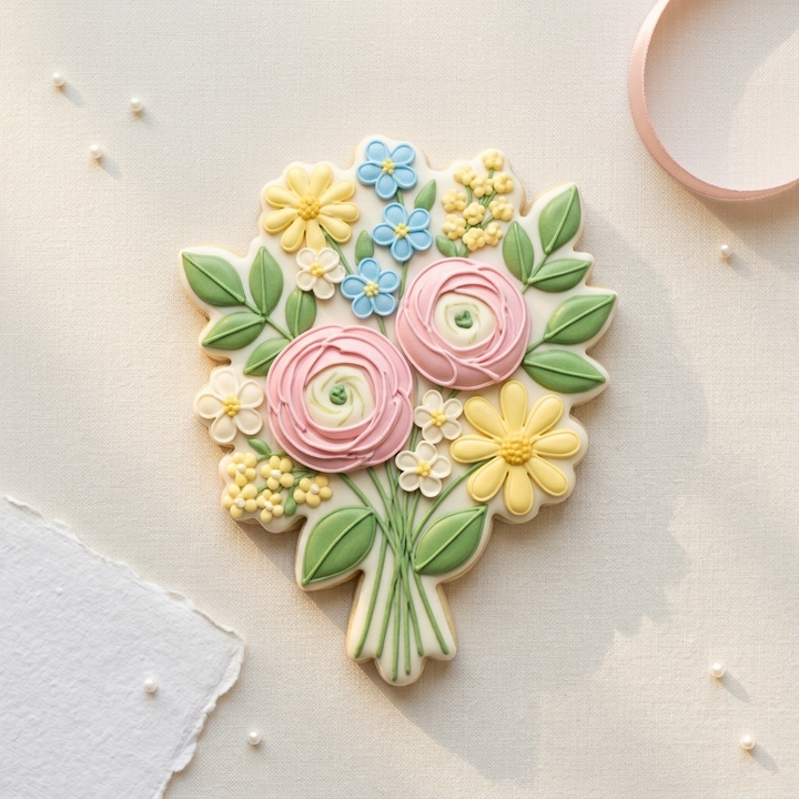 Modern Wildflower Bouquet Cookie Cutter, 3D Printed Garden Theme