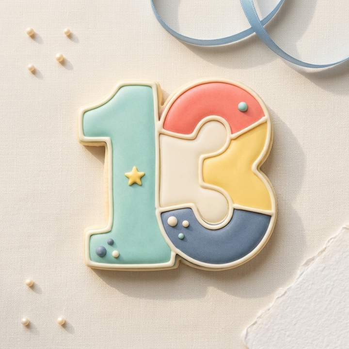 Thirteen Number Cookie Cutter, 3D Printed Cookie Theme