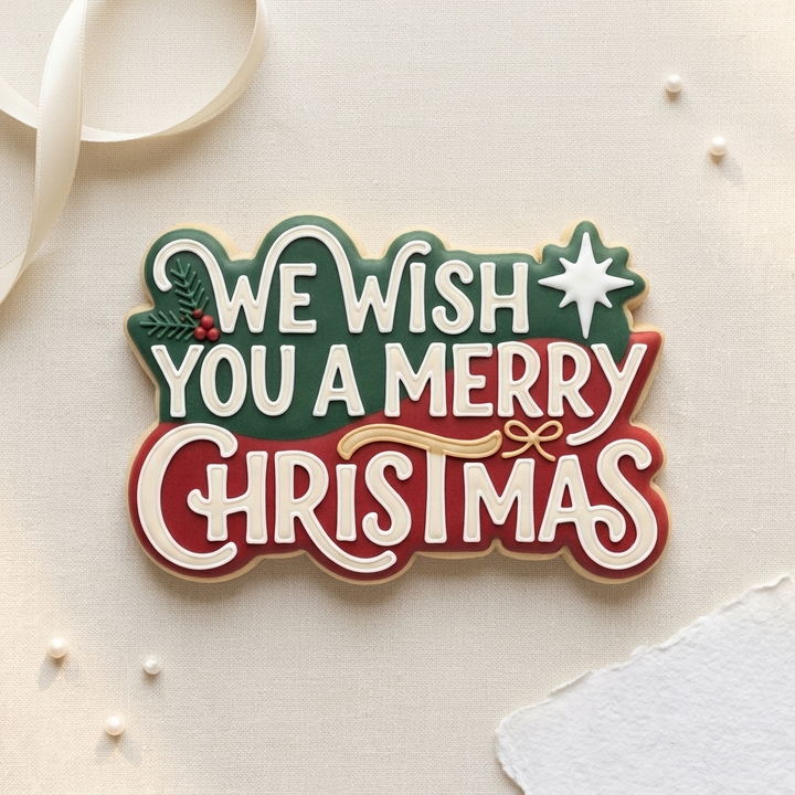 We Wish You A Merry Christmas Cookie Cutter, 3D Printed Christmas Theme