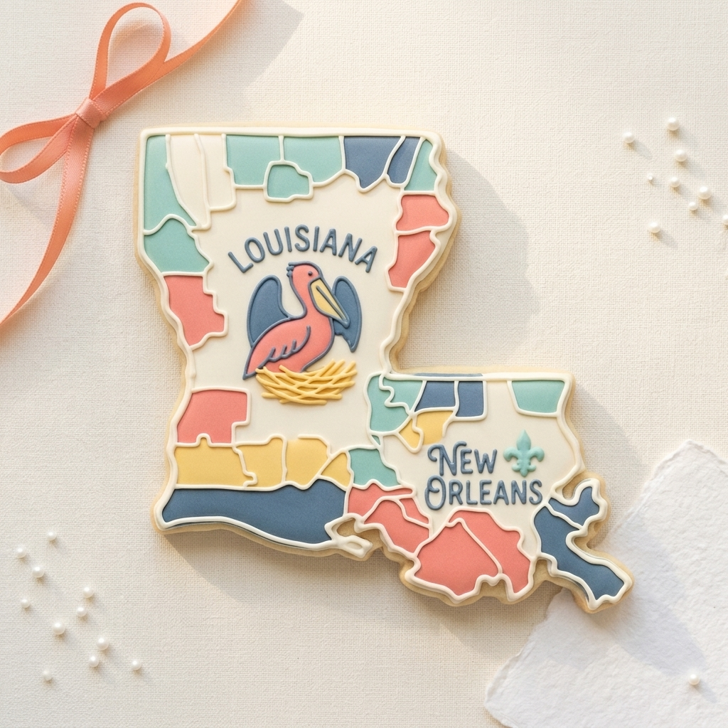 State Of Louisiana Cookie Cutter, 3D Printed Cookie Theme