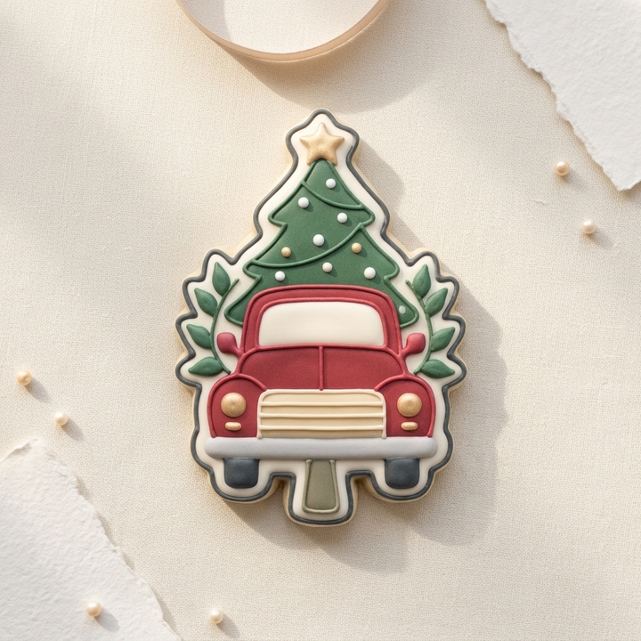 Christmas Truck Detailed Holiday Tree Cookie Cutter, 3D Printed Christmas Theme