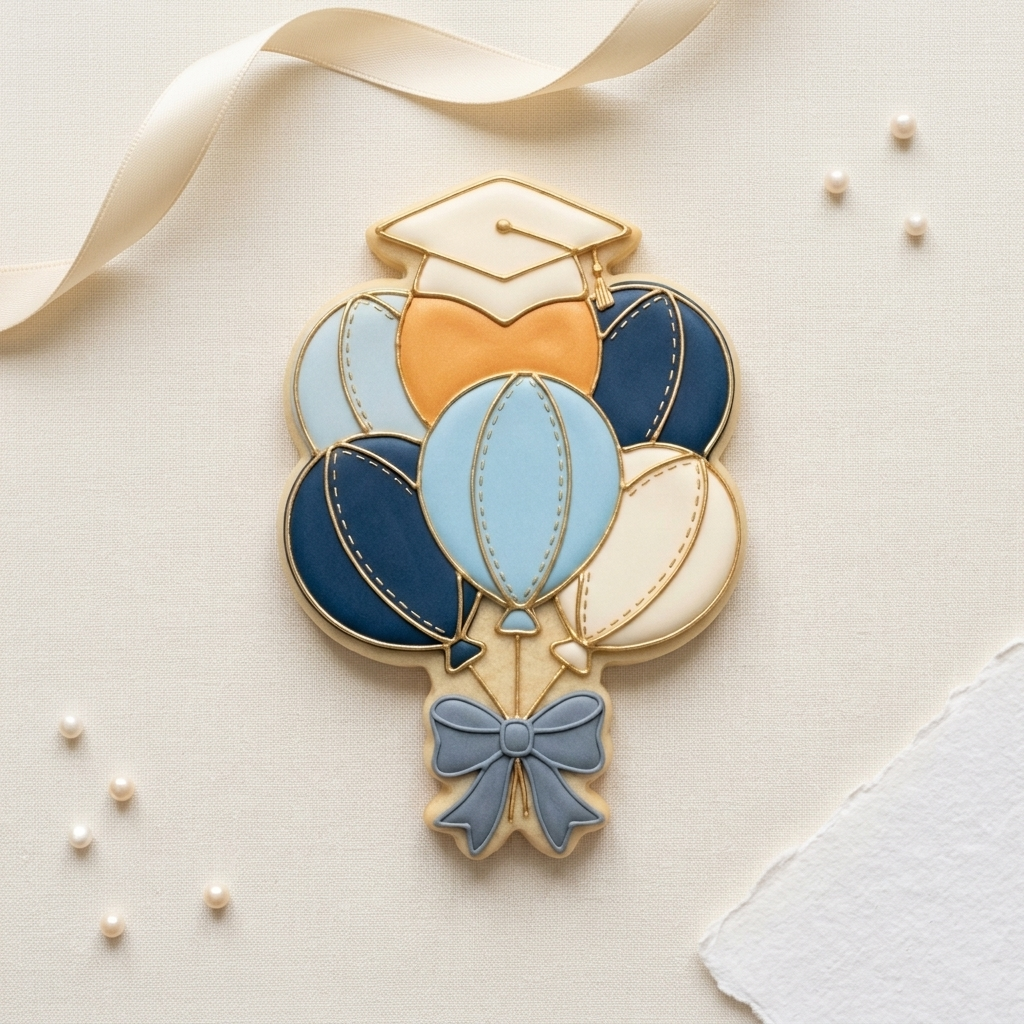 Grad Balloons Cookie Cutter, 3D Printed Graduation Theme