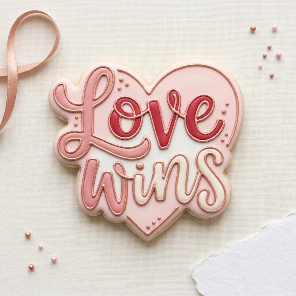 Love Wins Pride LGBTQ+ Cookie Cutter, 3D Printed Valentine Theme