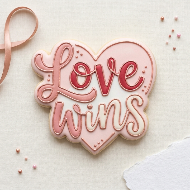 Love Wins Pride LGBTQ+ Cookie Cutter, 3D Printed Valentine Theme