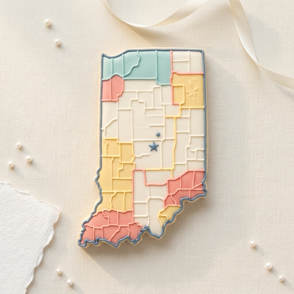 State Of Indiana Cookie Cutter, 3D Printed Cookie Theme