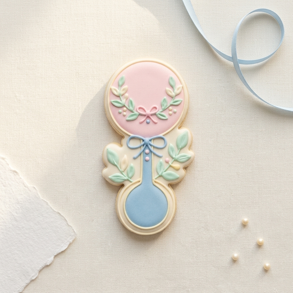 Greenery Rattle Cookie Cutter, 3D Printed Baby Shower Theme