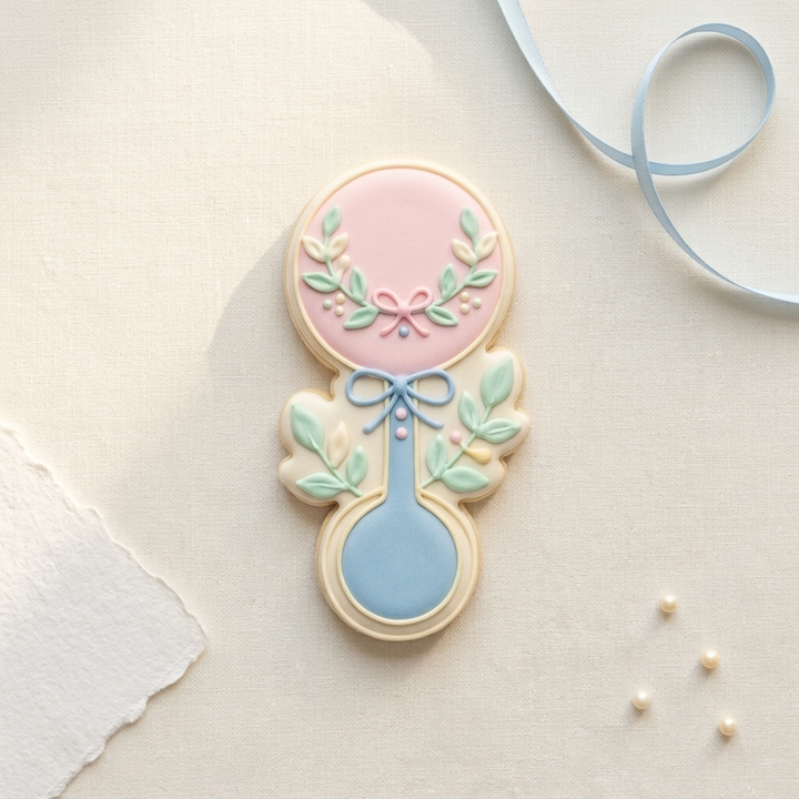Greenery Rattle Cookie Cutter, 3D Printed Baby Shower Theme