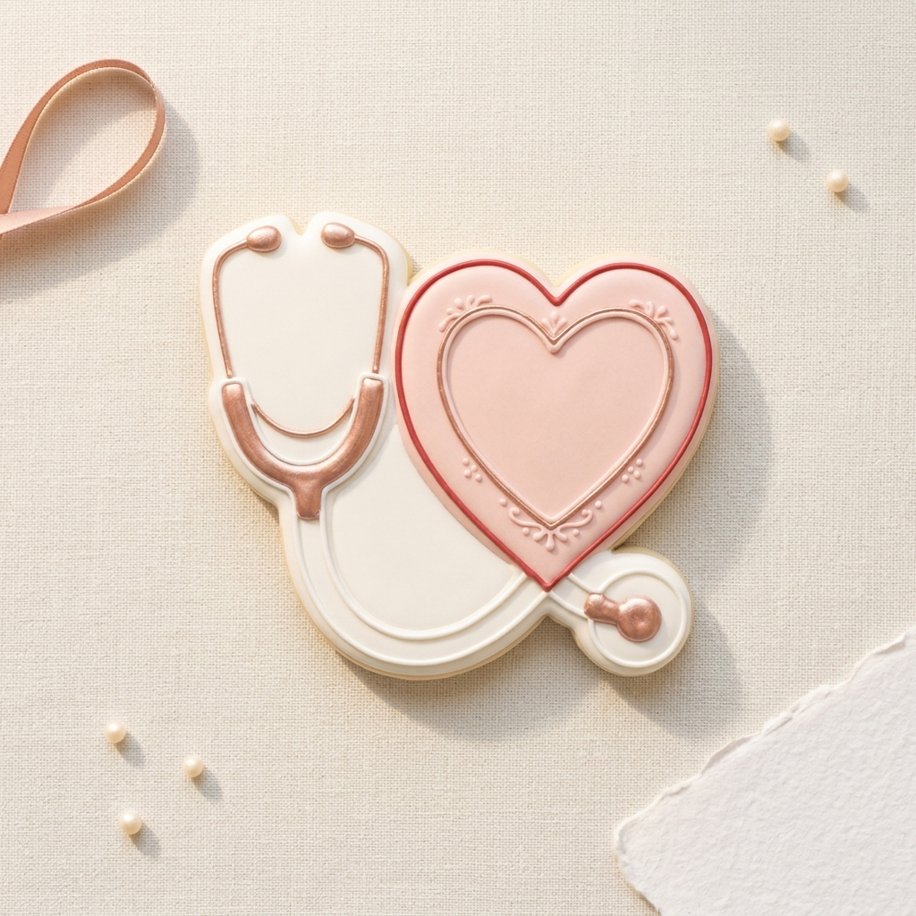 Stethoscope With Heart Cookie Cutter, 3D Printed Valentine Theme