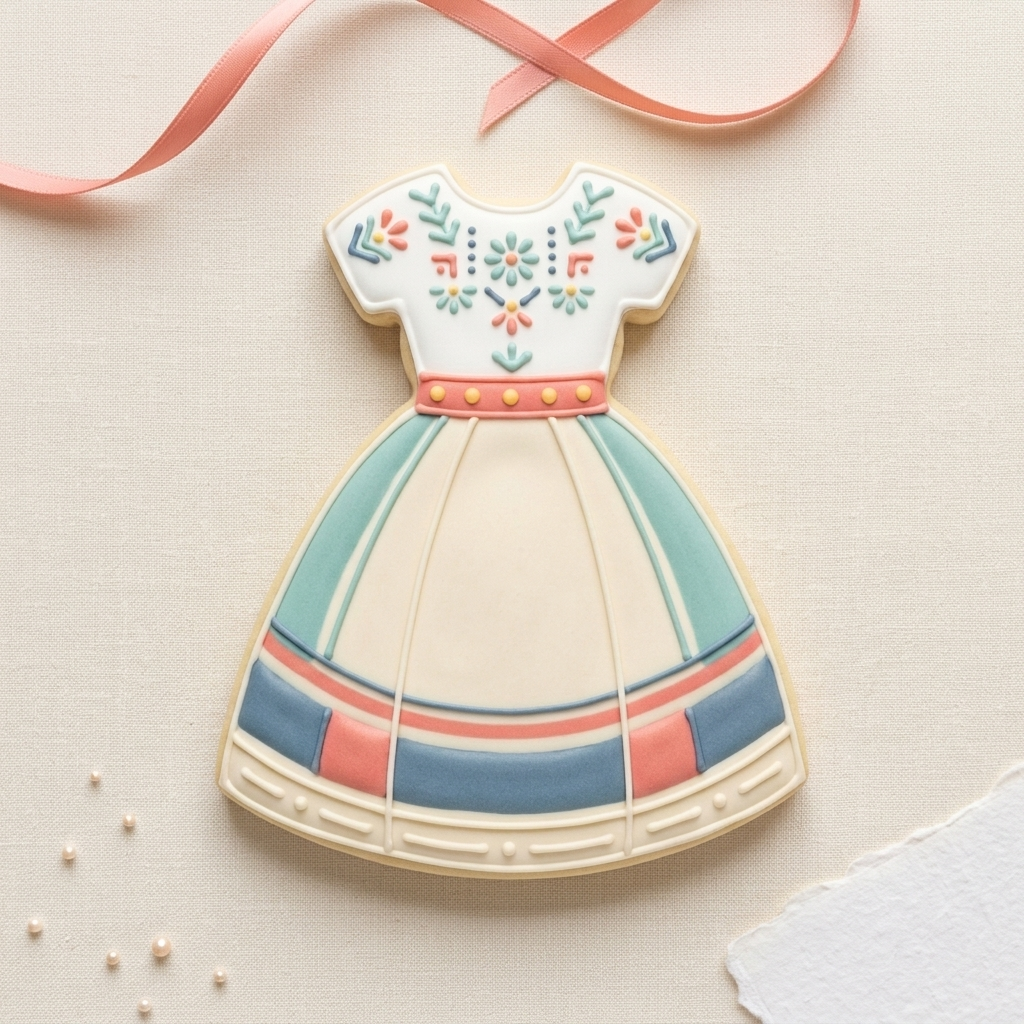 China Poblana Dress Cookie Cutter, 3D Printed Cookie Theme