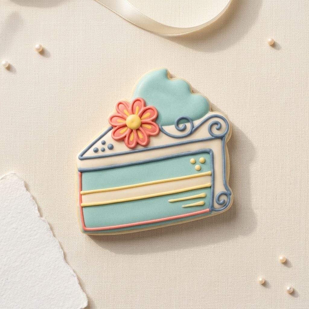 Slice Of Cake With Frosting Cookie Cutter, 3D Printed Birthday Theme