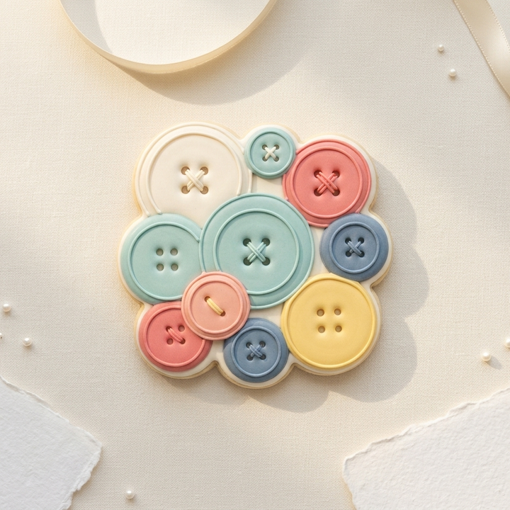Button Multiple Sizes Available Cookie Cutter, 3D Printed Cookie Theme