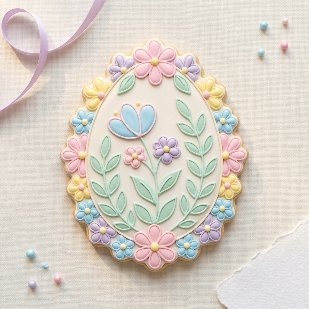 Floral Egg Cookie Cutter, 3D Printed Easter Theme